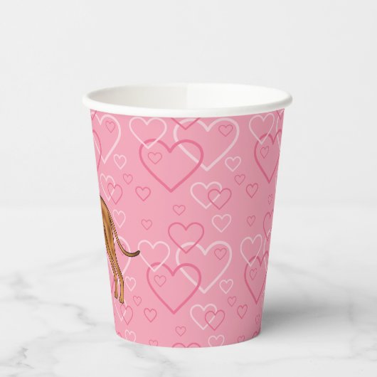 Rhodesian Ridgeback Hund Liebe Herzmuster Rosa Pappbecher (Links)