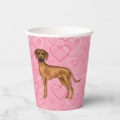 Rhodesian Ridgeback Hund Liebe Herzmuster Rosa Pappbecher (Vorderseite)