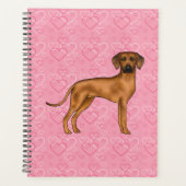 Rhodesian Ridgeback Hund Liebe Herzmuster Rosa Planer (Vorderseite)