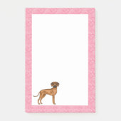 Rhodesian Ridgeback Hund Liebe Herzmuster Rosa Post-it Klebezettel (Vorderseite)