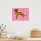 Rhodesian Ridgeback Hund Liebe Herzmuster Rosa Poster (Küche)