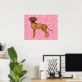 Rhodesian Ridgeback Hund Liebe Herzmuster Rosa Poster (Heimbüro)
