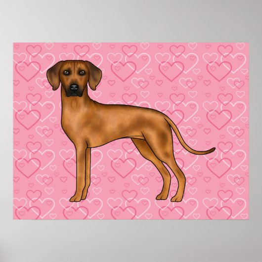 Rhodesian Ridgeback Hund Liebe Herzmuster Rosa Poster (Vorne)
