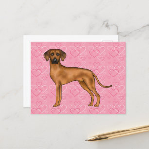 Rhodesian Ridgeback Hund Liebe Herzmuster Rosa Postkarte