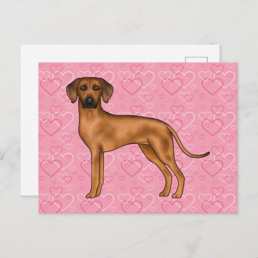 Rhodesian Ridgeback Hund Liebe Herzmuster Rosa Postkarte (Vorne/Hinten)