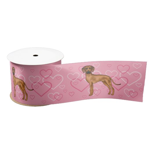 Rhodesian Ridgeback Hund Liebe Herzmuster Rosa Satinband (Spule)