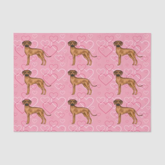 Rhodesian Ridgeback Hund Liebe Herzmuster Rosa Seidenpapier (Vorderseite)