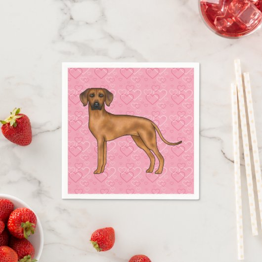 Rhodesian Ridgeback Hund Liebe Herzmuster Rosa Serviette (Beispiel)