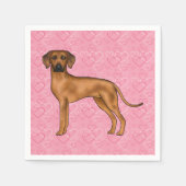 Rhodesian Ridgeback Hund Liebe Herzmuster Rosa Serviette (Vorderseite)