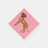 Rhodesian Ridgeback Hund Liebe Herzmuster Rosa Serviette (Ecke)