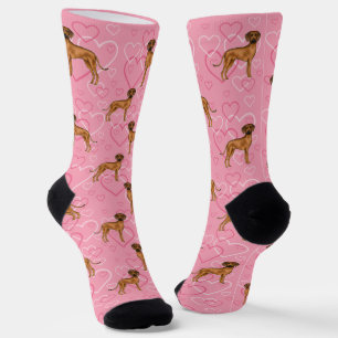 Rhodesian Ridgeback Hund Liebe Herzmuster Rosa Socken