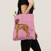 Rhodesian Ridgeback Hund Liebe Herzmuster Rosa Tasche (Von Nahem)