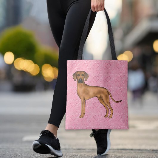 Rhodesian Ridgeback Hund Liebe Herzmuster Rosa Tasche