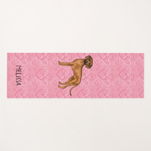 Rhodesian Ridgeback Hund Liebe Herzmuster Rosa Yogamatte (Vorderseite (Horizontal))