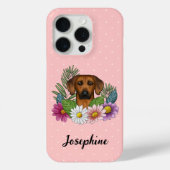 Rhodesian Ridgeback Hund mit Blume und Name Rosa Case-Mate iPhone Hülle (Rückseite)
