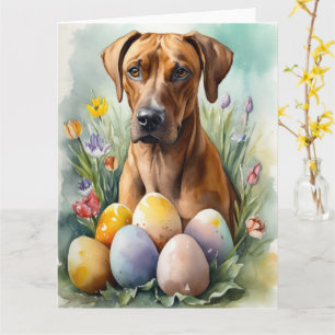 Rhodesian Ridgeback Hund mit Ostereiern Feiertag Karte