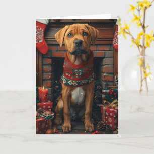 Rhodesian Ridgeback Hund mit Weihnachtsgeschenken  Karte