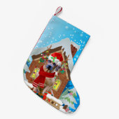 Rhodesian Ridgeback Hund mit Weihnachtsgeschenken Kleiner Weihnachtsstrumpf (Vorderansicht (hängend))