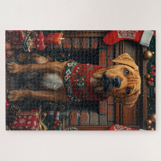 Rhodesian Ridgeback Hund mit Weihnachtsgeschenken Puzzle (Horizontal)