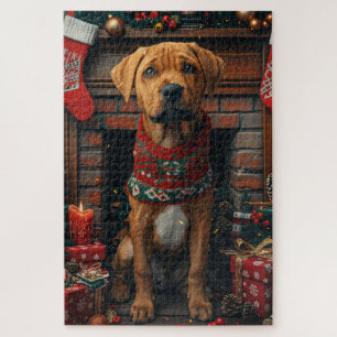 Rhodesian Ridgeback Hund mit Weihnachtsgeschenken Puzzle