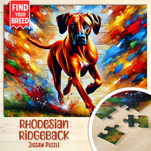 Rhodesian Ridgeback Hund Portrait Acryl-Kunst Druc Puzzle