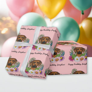 Rhodesian Ridgeback Hund und Blumen Geburtstagsfei Geschenkpapier