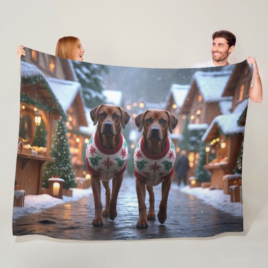 Rhodesian Ridgeback Hunde Weihnachten Schnee Urlau Fleecedecke (Beispiel)