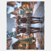 Rhodesian Ridgeback Hunde Weihnachten Schnee Urlau Fleecedecke (Vorderseite)