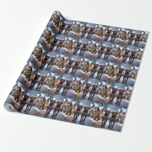 Rhodesian Ridgeback Hunde Weihnachten Schnee Urlau Geschenkpapier (Ungerollt)