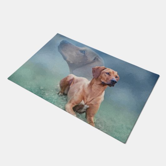 Rhodesian Ridgeback Hundecollage Fußmatte (Schrägansicht)