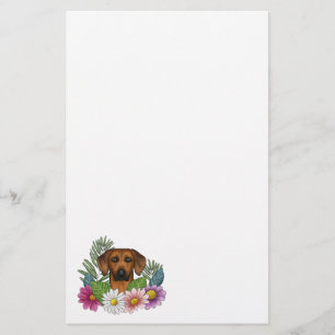 Rhodesian Ridgeback Hundekopf Bunte Wildblumen Briefpapier
