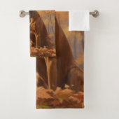 Rhodesian Ridgeback im Herbstfall Inspiriert Badhandtuch Set (Insitu)