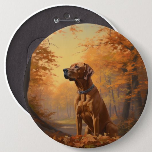 Rhodesian Ridgeback im Herbstfall Inspiriert Button (Vorne & Hinten)