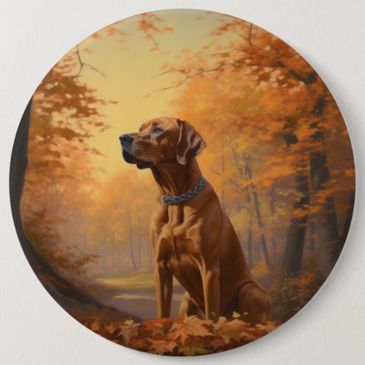 Rhodesian Ridgeback im Herbstfall Inspiriert Button (Vorderseite)
