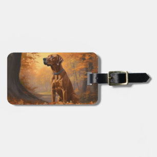 Rhodesian Ridgeback im Herbstfall Inspiriert Gepäckanhänger
