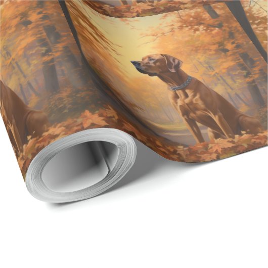 Rhodesian Ridgeback im Herbstfall Inspiriert Geschenkpapier (Rolleneckpunkt)