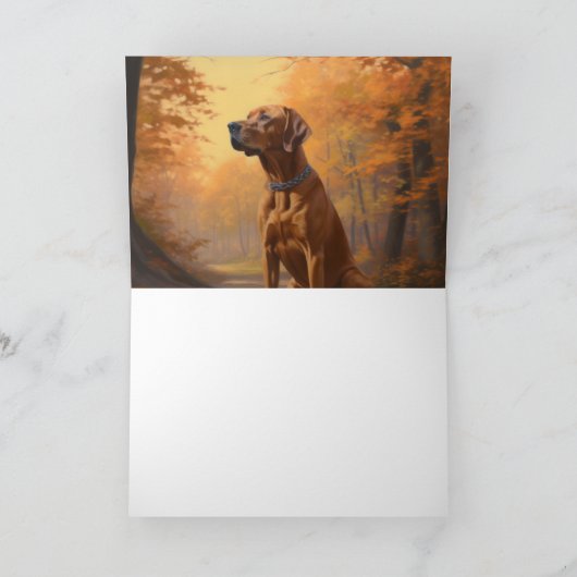 Rhodesian Ridgeback im Herbstfall Inspiriert Karte (Innenseite)