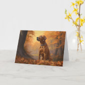 Rhodesian Ridgeback im Herbstfall Inspiriert Karte (Gelbe Blume)