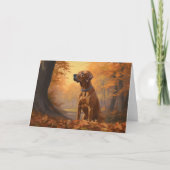 Rhodesian Ridgeback im Herbstfall Inspiriert Karte (Vorderseite)