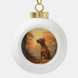 Rhodesian Ridgeback im Herbstfall Inspiriert Keramik Kugel-Ornament