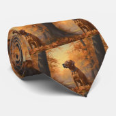 Rhodesian Ridgeback im Herbstfall Inspiriert Krawatte (Gerollt)