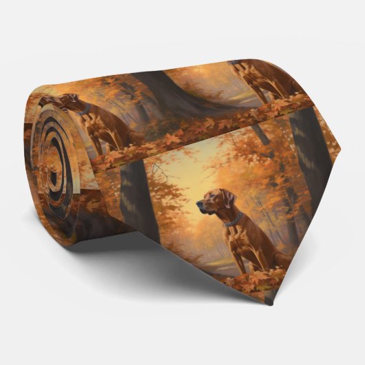 Rhodesian Ridgeback im Herbstfall Inspiriert Krawatte (Gerollt)