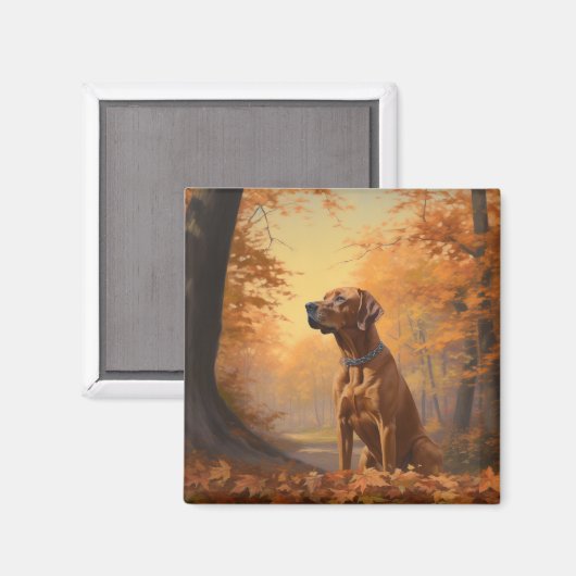 Rhodesian Ridgeback im Herbstfall Inspiriert Magnet (Vorderseite/Rückseite)