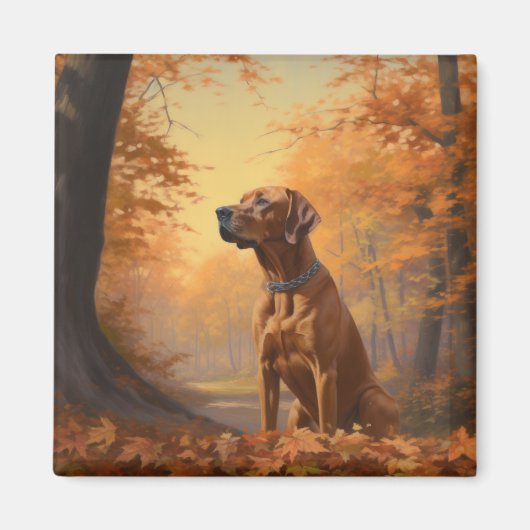 Rhodesian Ridgeback im Herbstfall Inspiriert Magnet (Vorne)