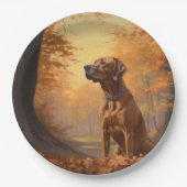Rhodesian Ridgeback im Herbstfall Inspiriert Pappteller (Vorderseite)
