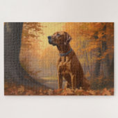 Rhodesian Ridgeback im Herbstfall Inspiriert Puzzle (Horizontal)