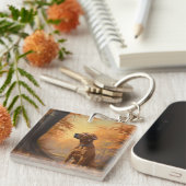 Rhodesian Ridgeback im Herbstfall Inspiriert Schlüsselanhänger (Vorderseite rechts)