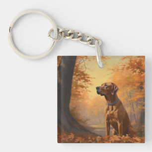 Rhodesian Ridgeback im Herbstfall Inspiriert Schlüsselanhänger