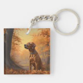 Rhodesian Ridgeback im Herbstfall Inspiriert Schlüsselanhänger (Rückseite)