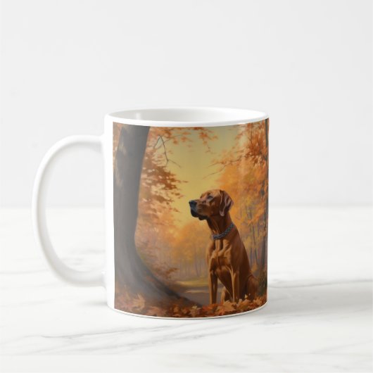 Rhodesian Ridgeback im Herbstlaubfall inspiriert Kaffeetasse (Links)